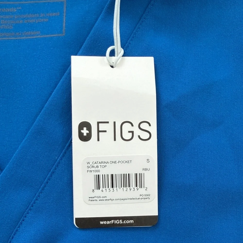 Figs Bright Blue V-Neck Scrub Top - Picture 4 of 4